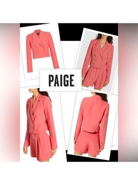 New PAIGE Y2K Style Linen Blazer Crop Boxy Fit, Academia classic Size 14